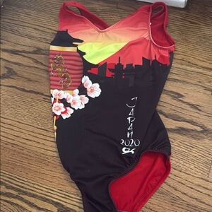 Child Red and Black Tokyo 2020 Gymnastics Leotard